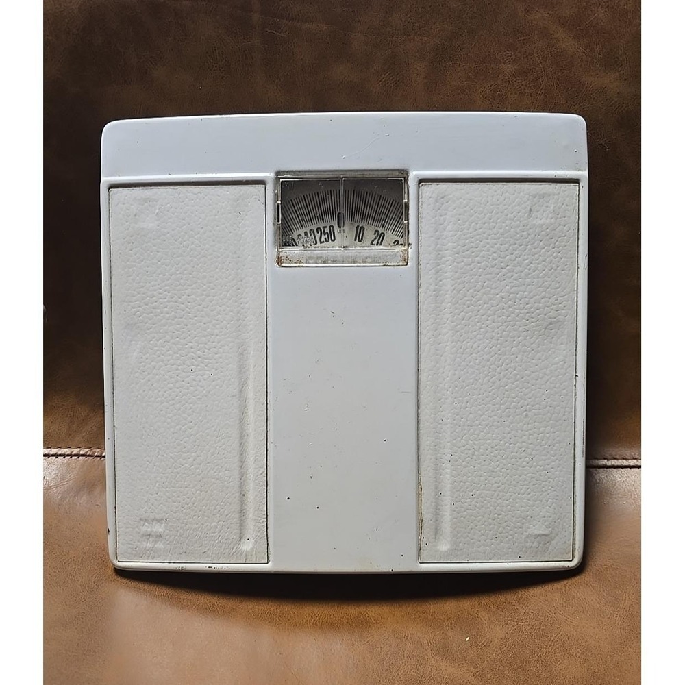 Vtg MCM‎ Counselor White Metal Square Bathroom Weighing Weight Scale - Working